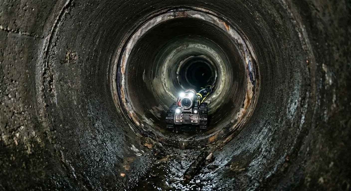 Robotic sewer camera inspecting pipe interior for Drain Snake Service in Albuquerque